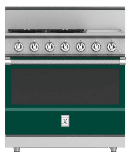 Hestan KRG364GDNGGR 36" 4-Burner All Gas Range With 12" Griddle - Natural Gas - Green / Grove