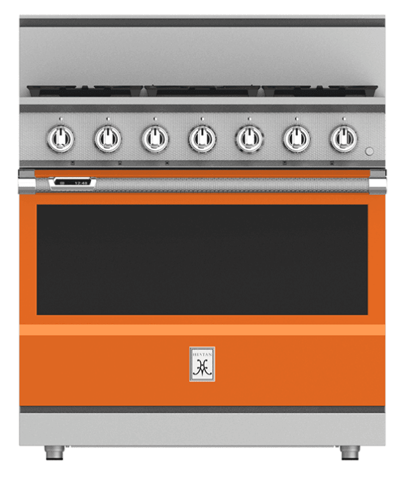 Hestan KRD364GDNGOR 36" 4-Burner Dual Fuel Range With 12" Griddle - Natural Gas - Orange / Citra