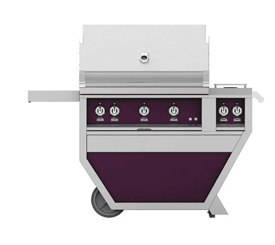 Hestan GSBR36CX2LPPP Hestan 36" Liquid Propane Gas Deluxe Freestanding Grill And Cart W/ Double Side Burner Gsbr36Cx2 - Purple (Custom Color: Lush)