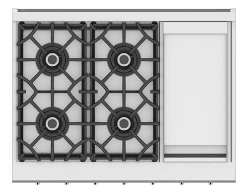 Hestan KRT364GDNGBK 36" 4-Burner Rangetop With 12" Griddle - Natural Gas - Black / Stealth