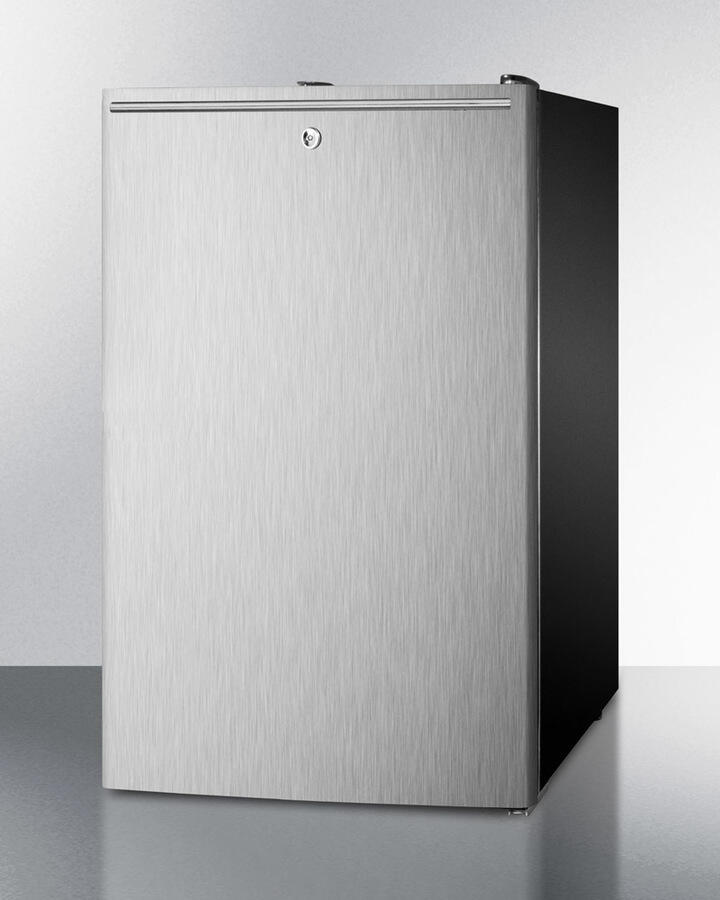 Summit FS408BLBI7SSHH Commercially Listed 20" Wide Built-In Undercounter All-Freezer, -20 C Capable With A Lock, Stainless Steel Door, Horizontal Handle And Black Cabinet