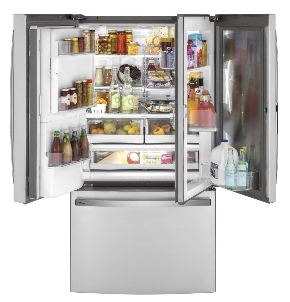 Ge Appliances PYD22KYNFS Ge Profile&#8482; Series 22.1 Cu. Ft. Counter-Depth Fingerprint Resistant French-Door Refrigerator With Door In Door And Hands-Free Autofill