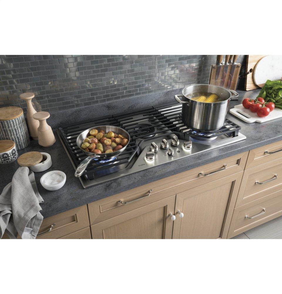 Ge Appliances PGP9036SLSS Ge Profile&#8482; 36" Built-In Tri-Ring Gas Cooktop With 5 Burners And Included Extra-Large Integrated Griddle