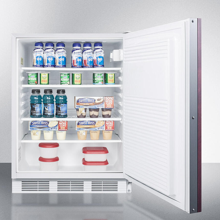 Summit FF7LWBIIFADA Ada Compliant Built-In Undercounter All-Refrigerator For General Purpose Or Commercial Use, Auto Defrost W/Lock And Integrated Door Frame For Overlay Panels