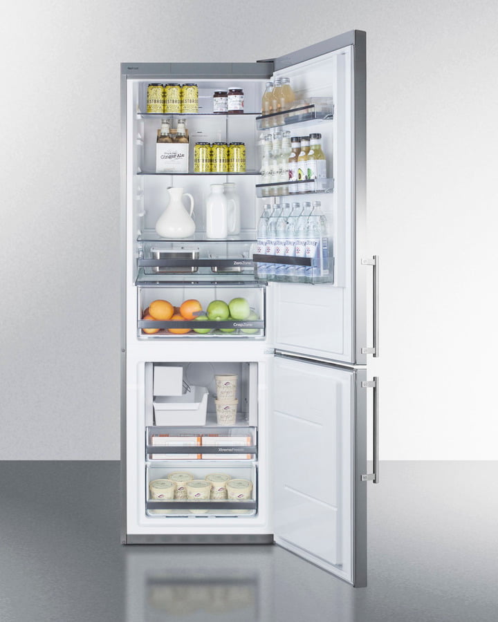 Summit FFBF249SSBIIM 24" Wide Built-In Bottom Freezer Refrigerator With Icemaker