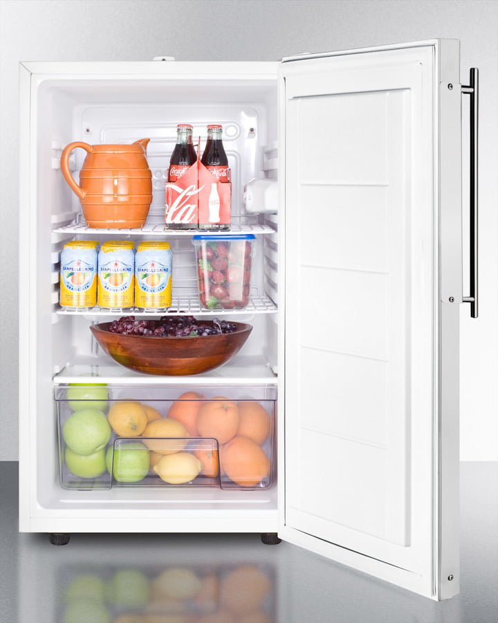 Summit FF511LBI7FRADA Commercially Listed Ada Compliant 20" Wide Built-In Undercounter All-Refrigerator, Auto Defrost W/Lock And Stainless Steel Door Frame For Slide-In Custom Panels