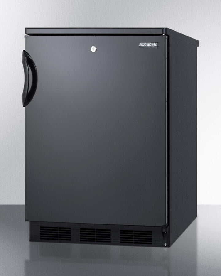 Summit FF7LBL Commercially Listed Freestanding All-Refrigerator For General Purpose Use, With Front Lock, Automatic Defrost Operation And Black Exterior