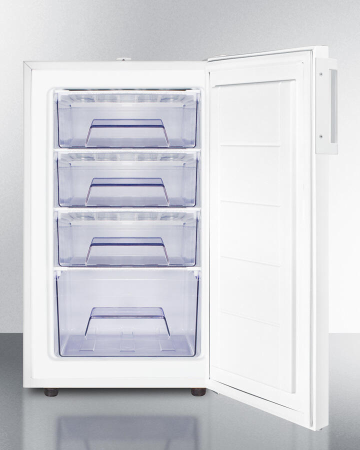 Summit FS407LBI7 Commercially Listed 20" Wide Built-In Undercounter All-Freezer, -20 C Capable With A Lock And White Exterior