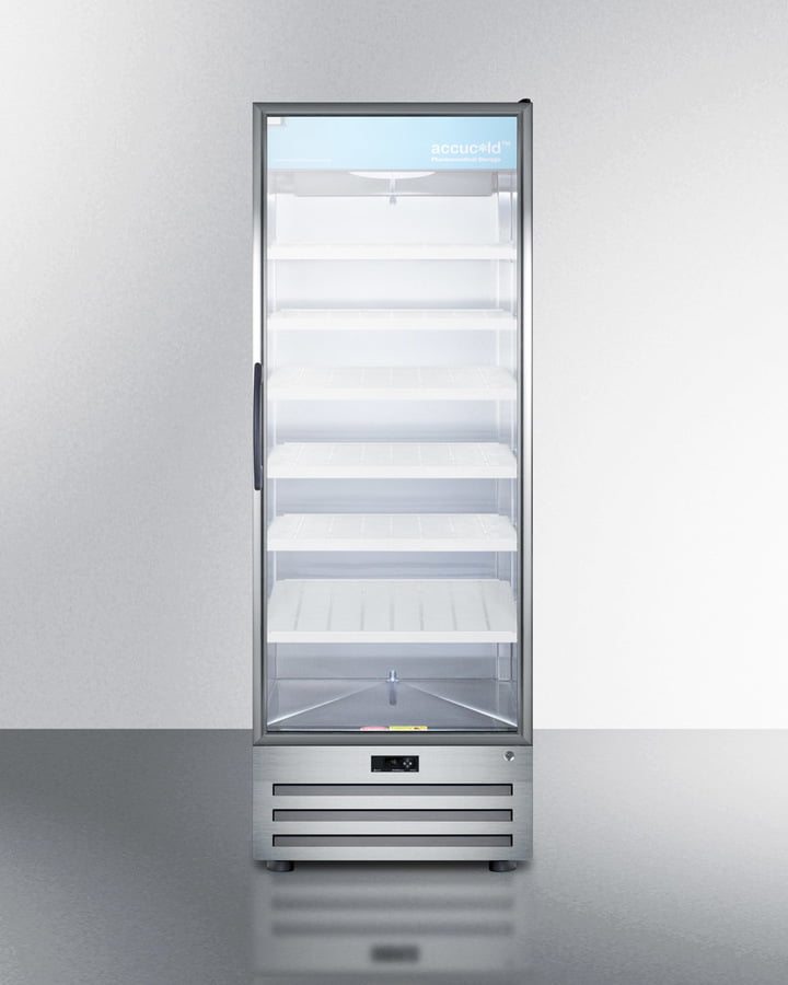 Summit ACR1718RH Full-Size Pharmaceutical All-Refrigerator With A Glass Door, Lock, Digital Thermostat, And A Stainless Steel Interior And Exterior Cabinet