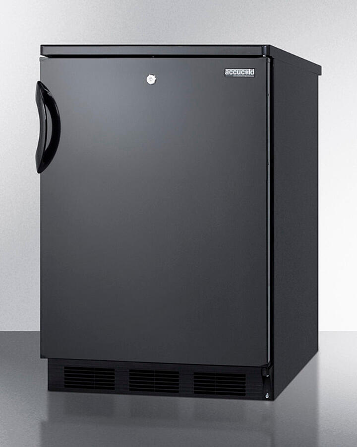 Summit FF7LBLK Commercially Listed Freestanding All-Refrigerator For General Purpose Use, With Front Lock, Automatic Defrost Operation And Black Exterior