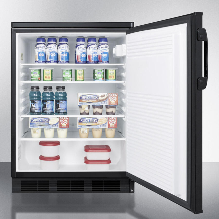 Summit FF7LBL Commercially Listed Freestanding All-Refrigerator For General Purpose Use, With Front Lock, Automatic Defrost Operation And Black Exterior