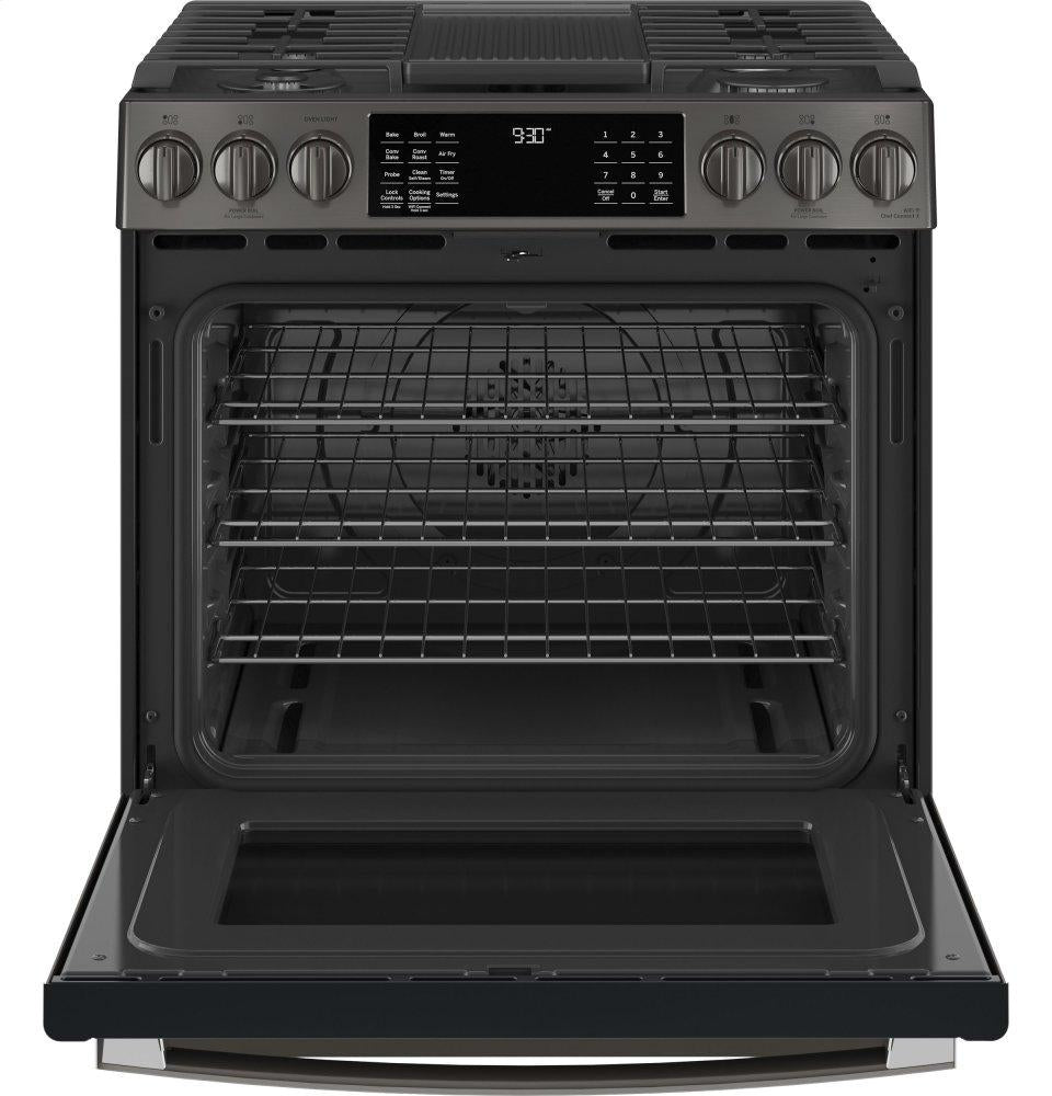 Ge Appliances PGS930BPTS Ge Profile&#8482; 30" Smart Slide-In Front-Control Gas Range With No Preheat Air Fry