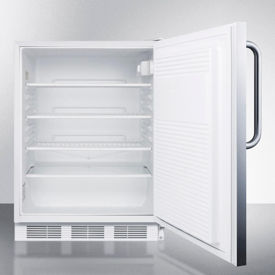 Summit FF7CSSADA Ada Compliant Built-In Undercounter All-Refrigerator For General Purpose Or Commercial Use, Auto Defrost W/Ss Wrapped Exterior And Towel Bar Handle