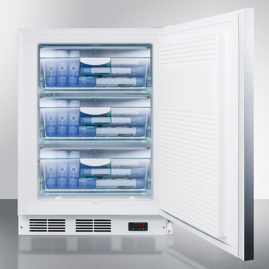 Summit VT65MLBISSHHADA Ada Compliant Built-In Medical All-Freezer Capable Of -25 C Operation, With Lock, Stainless Steel Door, Horizontal Handle, And White Cabinet