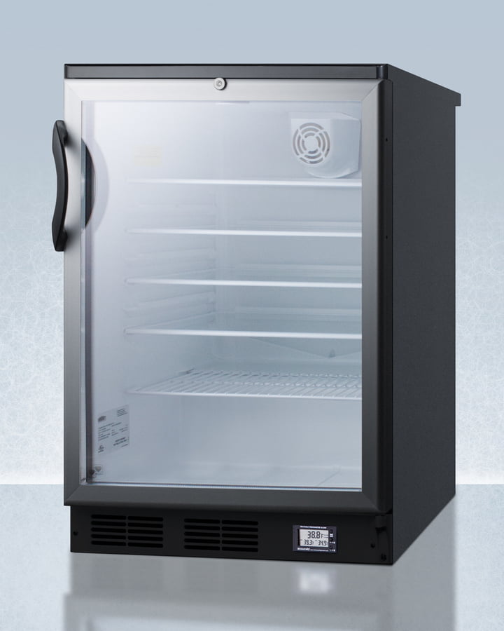 Summit SCR600BGLBINZ Commercially Approved Nutrition Center Series Glass Door All-Refrigerator For Built-In Or Freestanding Use, With Front Lock And Digital Temperature Display