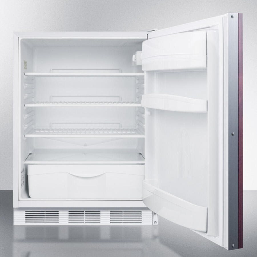 Summit FF6BIIFADA Ada Compliant All-Refrigerator For Built-In General Purpose Use, Auto Defrost W/Integrated Door Frame For Overlay Panels And White Cabinet