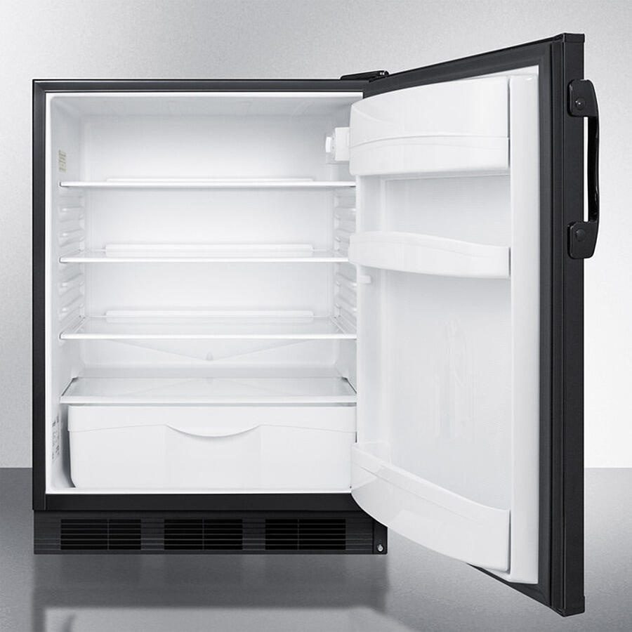 Summit FF6BKBI Built-In Undercounter All-Refrigerator For General Purpose Use, With Automatic Defrost Operation And Black Exterior