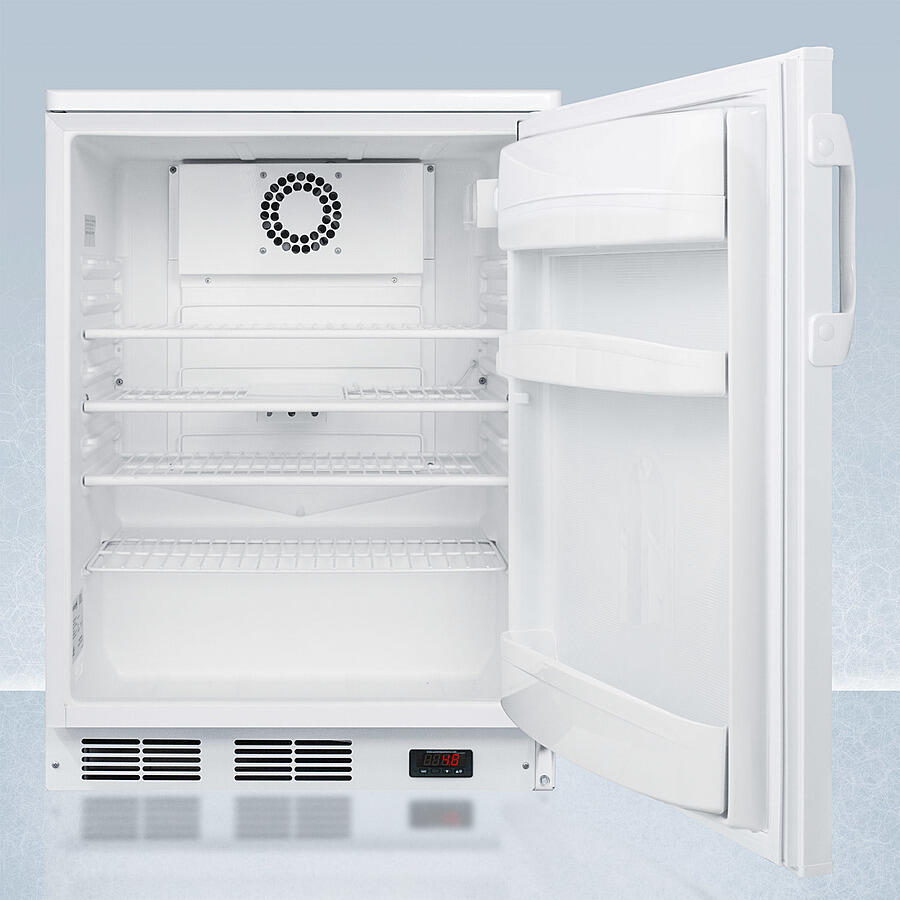 Summit FF6LWPLUS2 24" Wide Freestanding All-Refrigerator In White, Auto Defrost With A Lock, Nist Calibrated Thermometer, Digital Thermostat, Door Storage, And Internal Fan