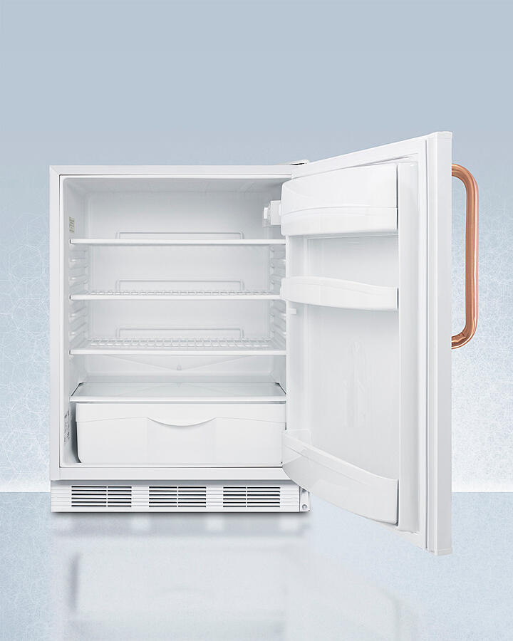 Summit FF6LWBI7TBCADA Ada Compliant Commercial All-Refrigerator For Built-In General Purpose Use, With Pure Copper Handle, Lock, Automatic Defrost Operation, And White Exterior