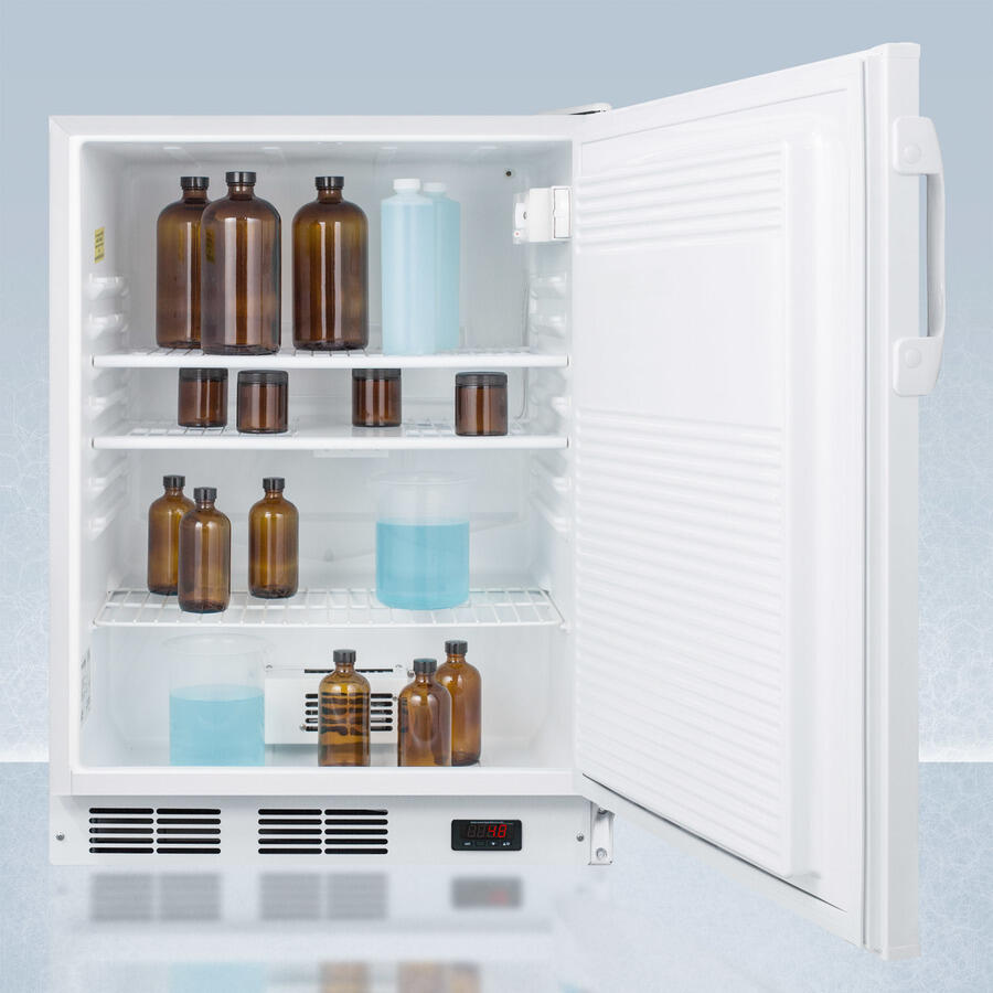 Summit FF7LPROADA Ada Compliant 24" Wide Auto Defrost Commercial All-Refrigerator With Lock, Digital Thermostat, Internal Fan, And Access Port For User-Provided Monitoring Equipment