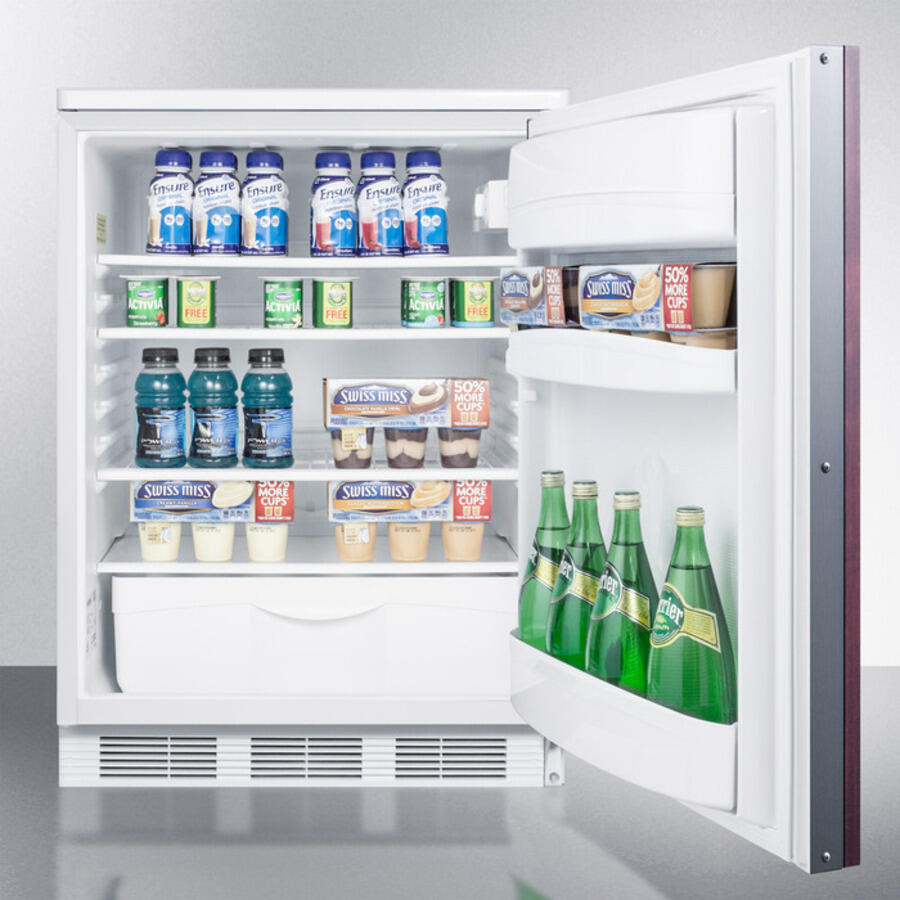 Summit FF6BIIF Built-In Undercounter All-Refrigerator For General Purpose Use, Auto Defrost W/Integrated Door Frame For Overlay Panels And White Cabinet