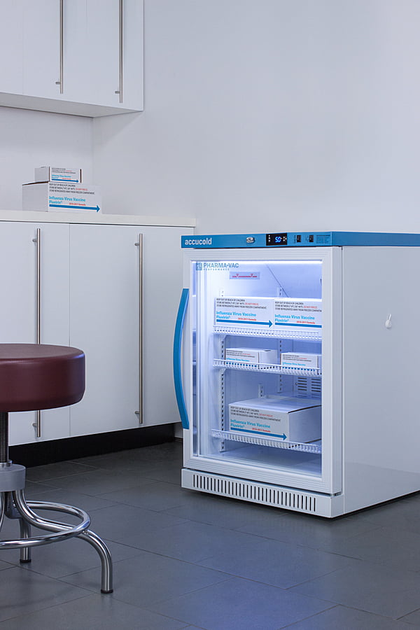 Summit ARG6PV Performance Series Pharma-Vac 6 Cu.Ft. Freestanding Ada Compliant Glass Door Commercial All-Refrigerator For The Display And Refrigeration Of Vaccines, With Antimicrobial Silver-Ion Handle