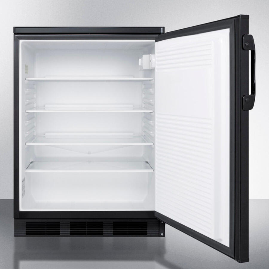 Summit FF7LBL Commercially Listed Freestanding All-Refrigerator For General Purpose Use, With Front Lock, Automatic Defrost Operation And Black Exterior