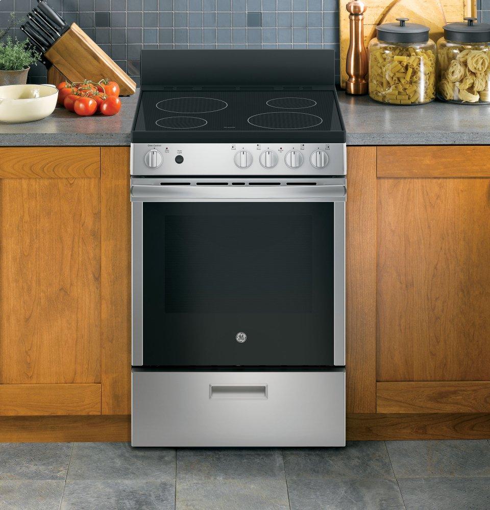 Ge Appliances JAS640RMSS Ge® 24" Free-Standing/Slide-In Front Control Range With Steam Clean And Large Window