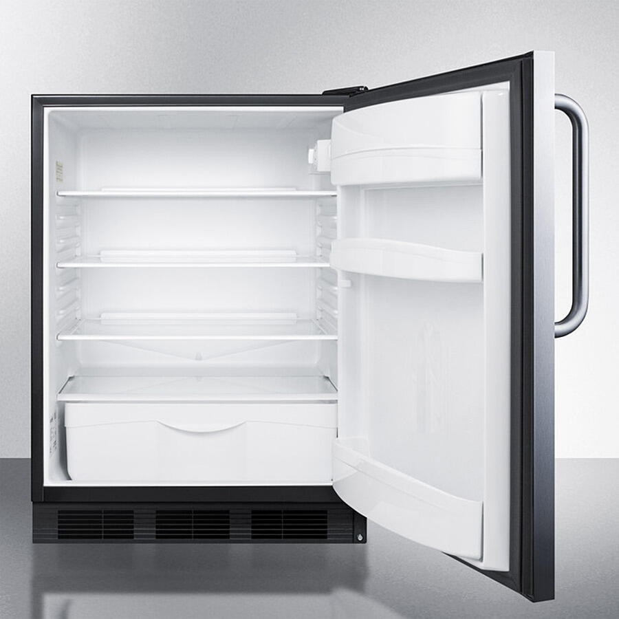 Summit FF6BK7CSSADA Ada Compliant Commercial All-Refrigerator For Built-In General Purpose Use, Auto Defrost With A Fully Wrapped Stainless Steel Exterior