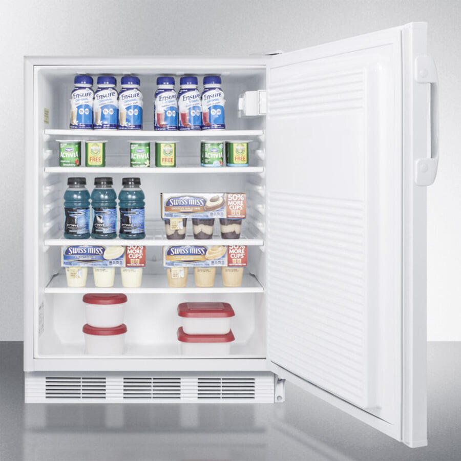 Summit FF7LADA Ada Compliant Commercial All-Refrigerator For Freestanding General Purpose Use, With Lock, Auto Defrost Operation And White Exterior