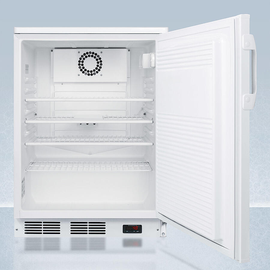 Summit FF7LWBIPLUS2 24" Wide Built-In All-Refrigerator In White, Auto Defrost With A Lock, Nist Calibrated Thermometer, Digital Thermostat, And Internal Fan