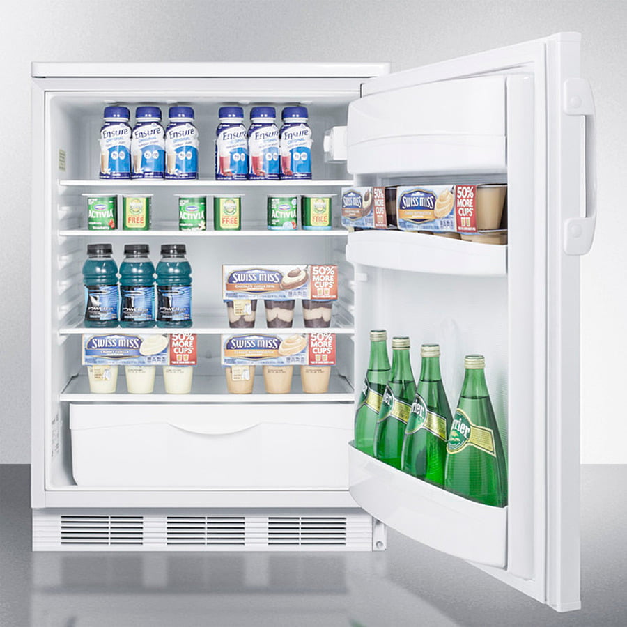 Summit FF6LWBI Built-In Undercounter All-Refrigerator For General Purpose Use, With Front Lock, Automatic Defrost Operation And White Exterior