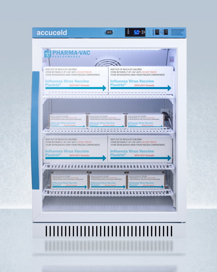 Summit ARG6PV Performance Series Pharma-Vac 6 Cu.Ft. Freestanding Ada Compliant Glass Door Commercial All-Refrigerator For The Display And Refrigeration Of Vaccines, With Antimicrobial Silver-Ion Handle