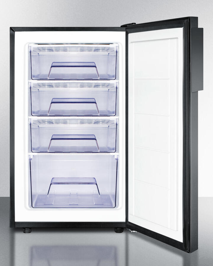 Summit FS408BLBI7 Commercially Listed 20" Wide Built-In Undercounter All-Freezer, -20 C Capable With A Lock And Black Exterior