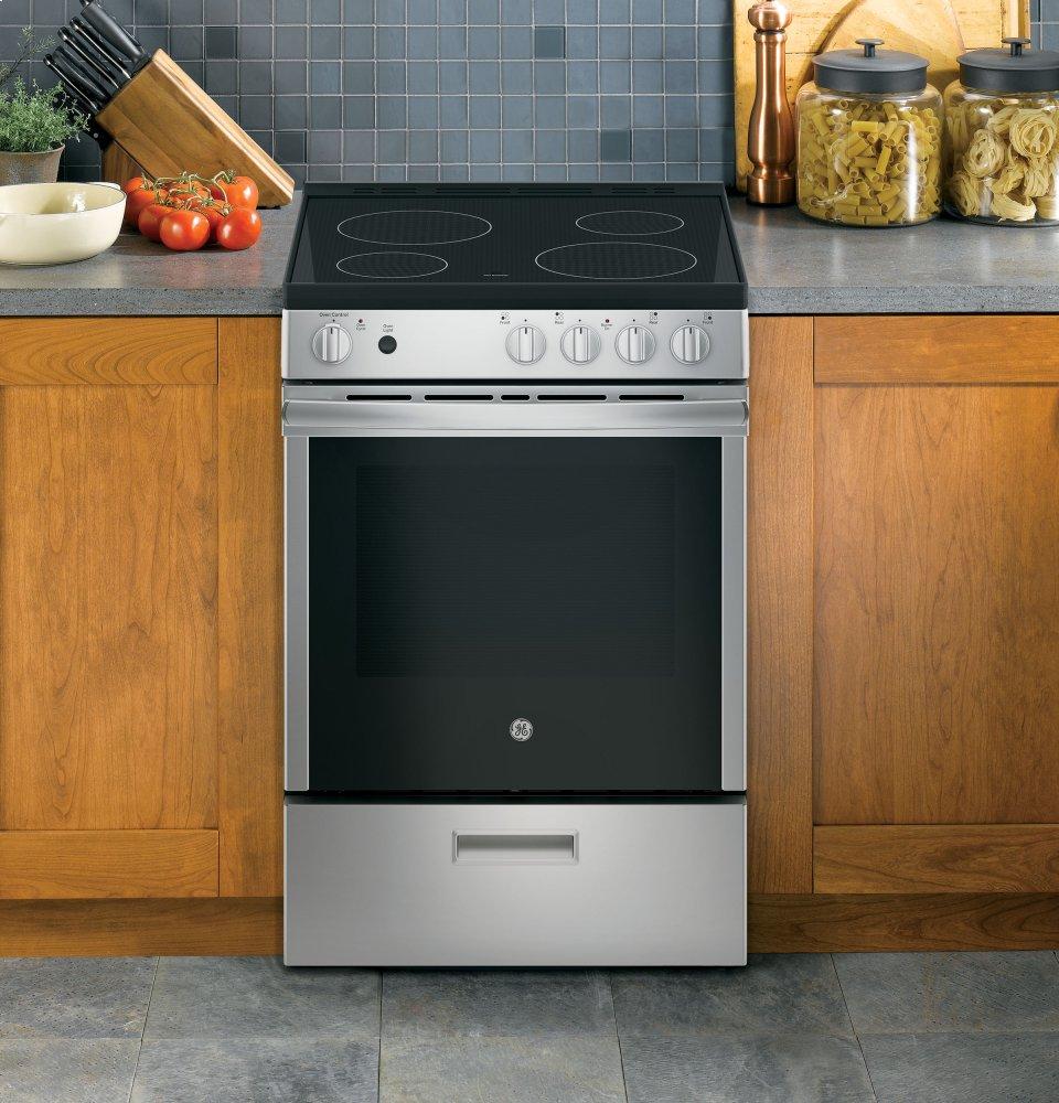 Ge Appliances JAS640RMSS Ge® 24" Free-Standing/Slide-In Front Control Range With Steam Clean And Large Window