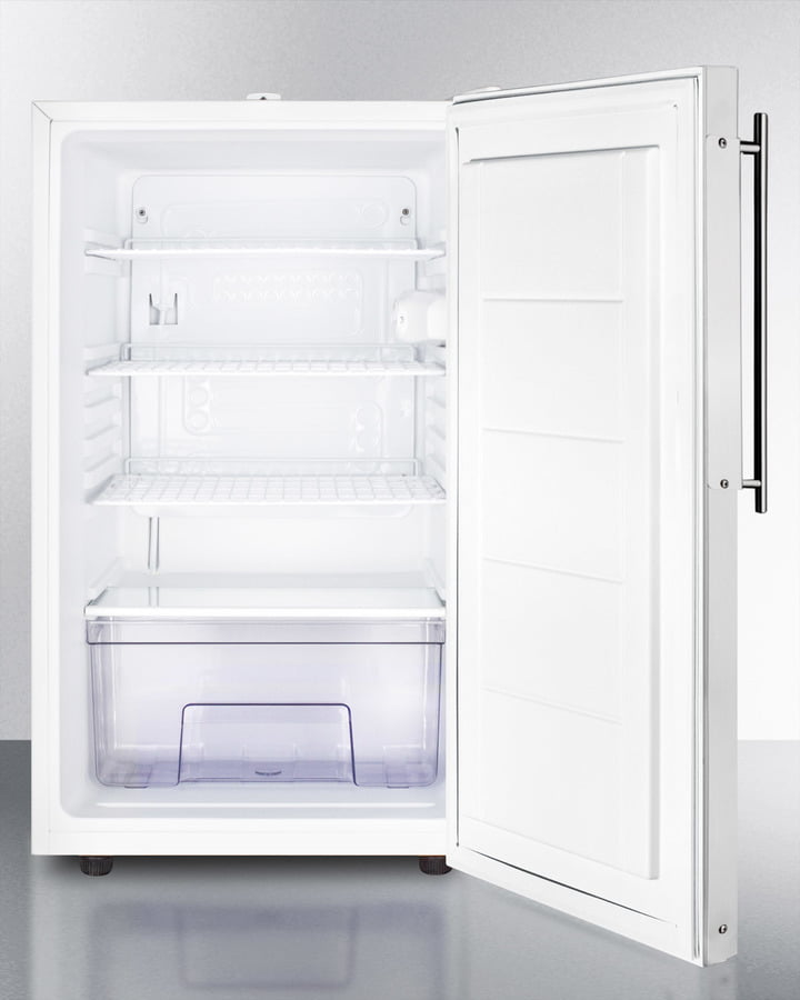 Summit FF511LBI7FRADA Commercially Listed Ada Compliant 20" Wide Built-In Undercounter All-Refrigerator, Auto Defrost W/Lock And Stainless Steel Door Frame For Slide-In Custom Panels