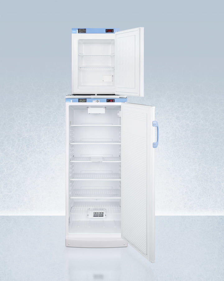 Summit FFAR10FS30LSTACKMED2 Stacked Combination Of Ffar10Med2 Auto Defrost All-Refrigerator And Fs30Lmed2 Compact Manual Defrost All-Freezer, Both With Locks, Digital Controls, And Nist Calibrated Alarm/Thermometers