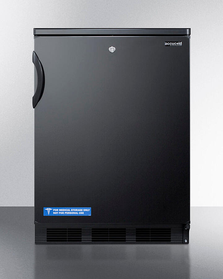 Summit FF7LBLK Commercially Listed Freestanding All-Refrigerator For General Purpose Use, With Front Lock, Automatic Defrost Operation And Black Exterior