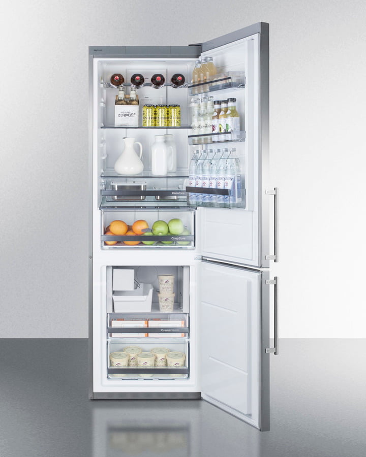 Summit FFBF249SSIM 24" Wide Bottom Freezer Refrigerator With Icemaker