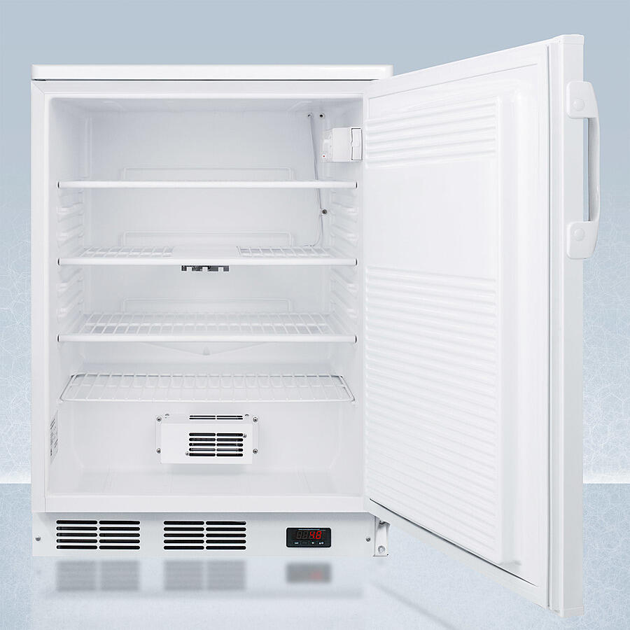 Summit FF7LWPRO 24" Wide Auto Defrost Commercial All-Refrigerator With Lock, Digital Thermostat, Internal Fan, And Access Port For User-Provided Monitoring Equipment