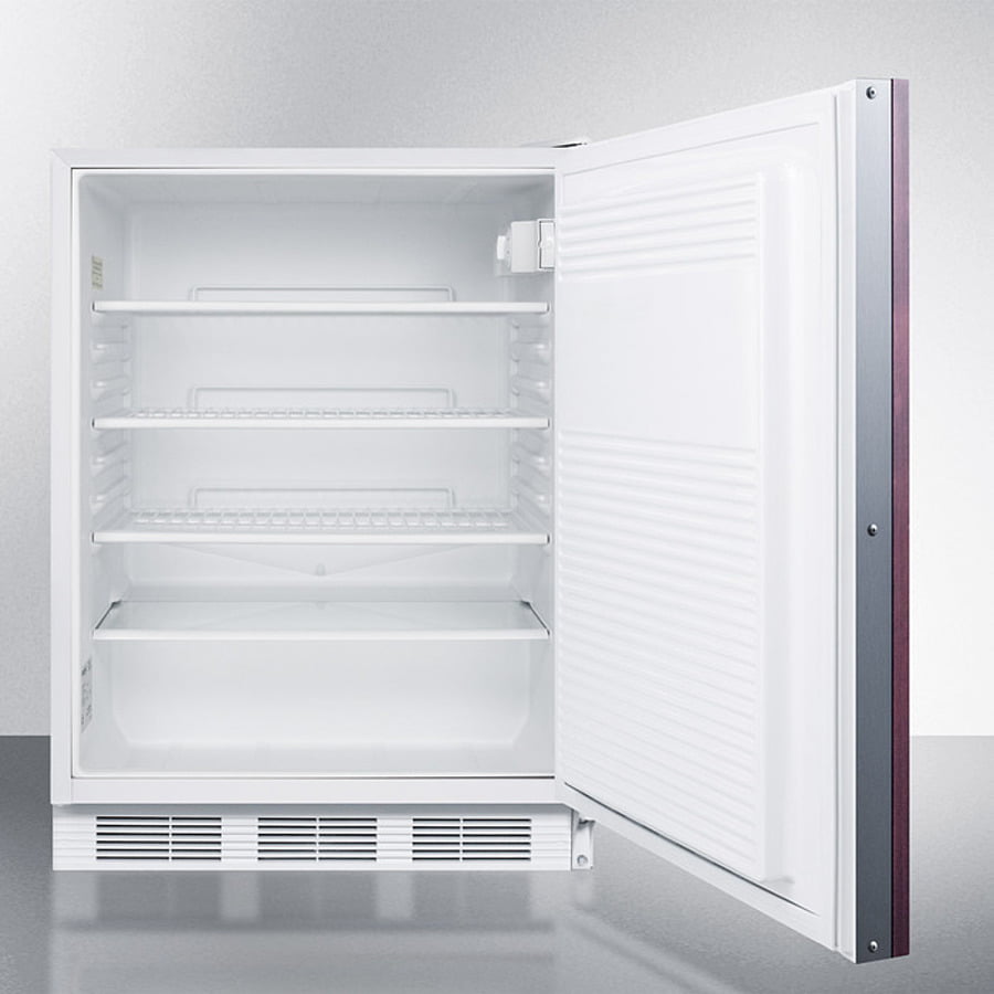 Summit FF7LWBIIFADA Ada Compliant Built-In Undercounter All-Refrigerator For General Purpose Or Commercial Use, Auto Defrost W/Lock And Integrated Door Frame For Overlay Panels