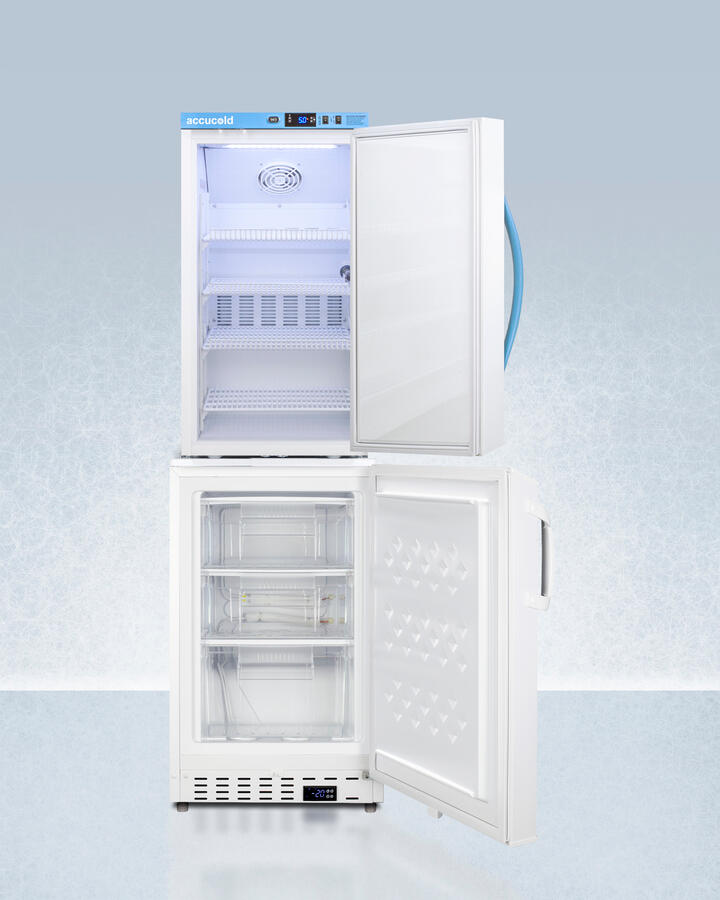 Summit ARS3PVADA305AFSTACK Stacked Combination Of Ars3Pv Automatic Defrost Vaccine Refrigerator With Antimicrobial Silver-Ion Handle And Ada305Af Manual Defrost Vaccine Freezer, Both With Hospital Grade Cords With 'Green Dot' Plugs