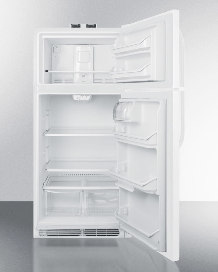 Summit BKRF18W 18 Cu.Ft. Break Room Refrigerator-Freezer In White With Nist Calibrated Alarm/Thermometers