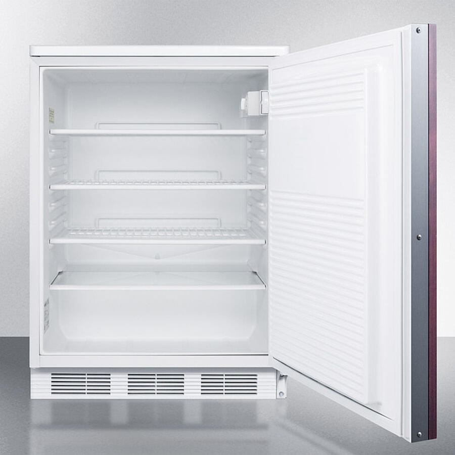 Summit FF7LWBIIF Commercially Listed Built-In Undercounter All-Refrigerator For General Purpose Use, Auto Defrost W/Lock, Integrated Frame For Overlay Panels, White Cabinet