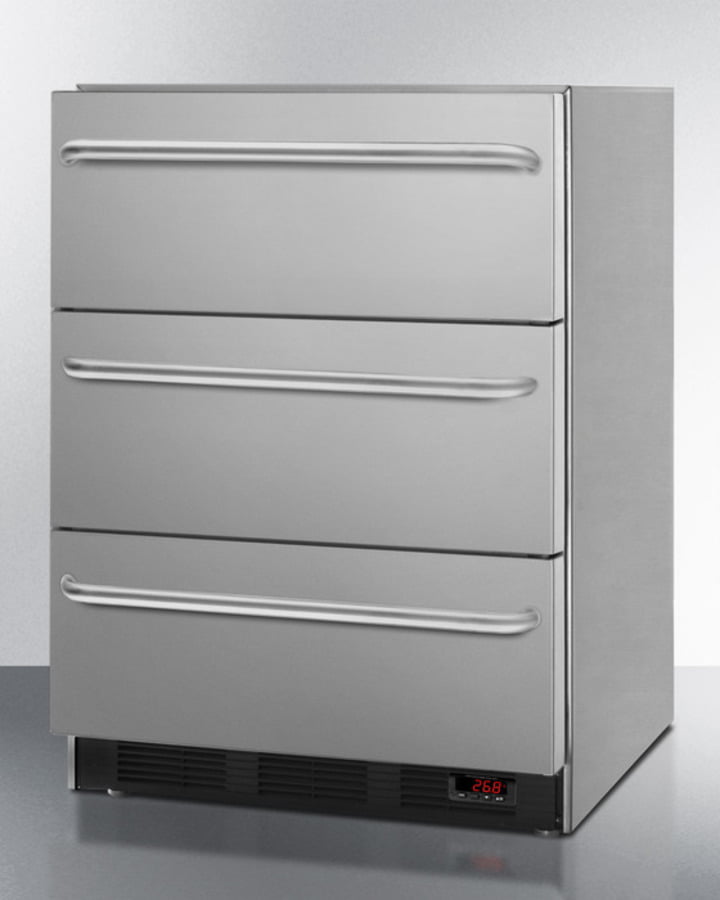 Summit EQFM3DADA Ada Compliant 3-Drawer Manual Defrost All-Freezer In Stainless Steel, For Built-In Or Freestanding General Purpose Use; Replaces Spf5Dsstb5Ada