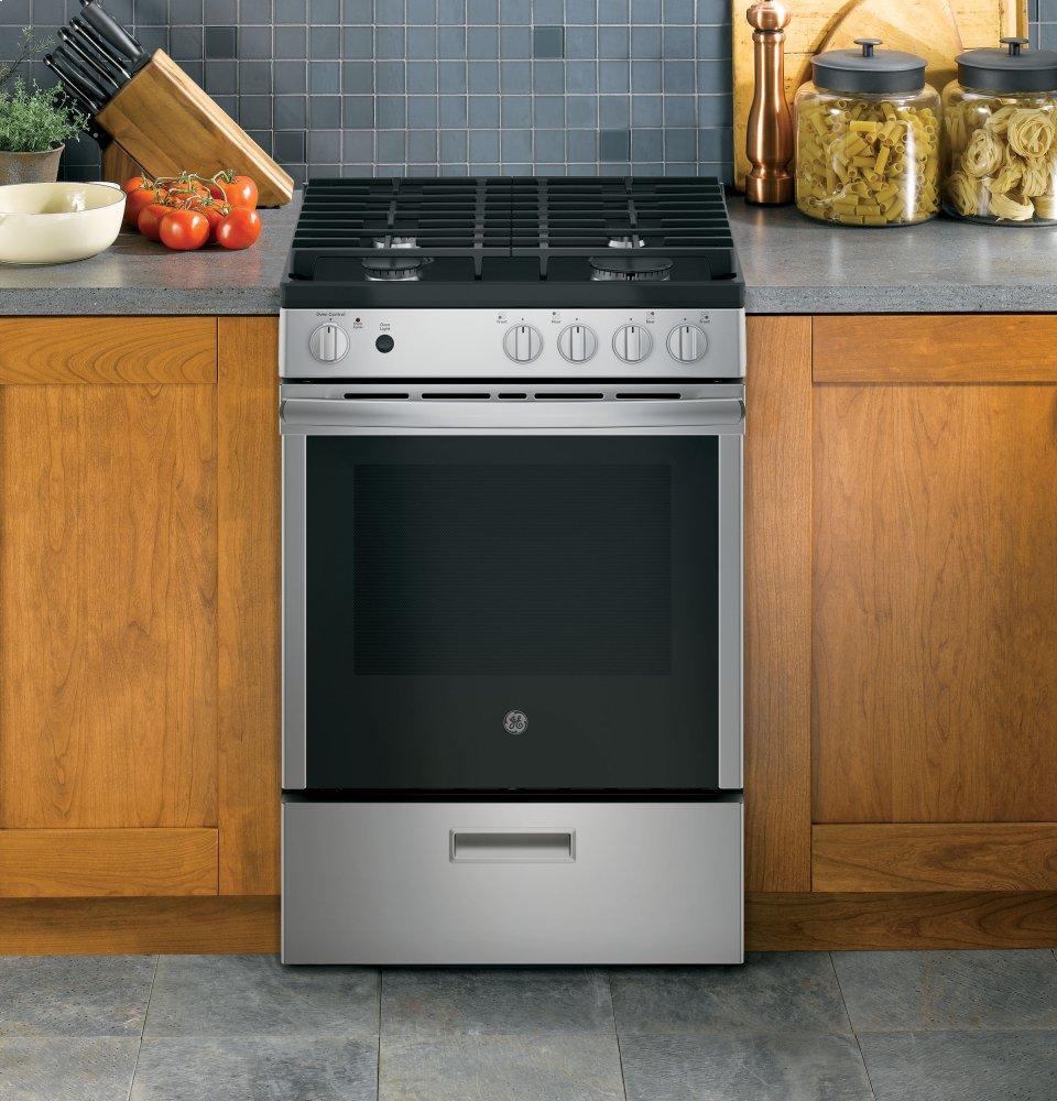 Ge Appliances JGAS640RMSS Ge® 24" Steam Clean Free-Standing/Slide-In Gas Range