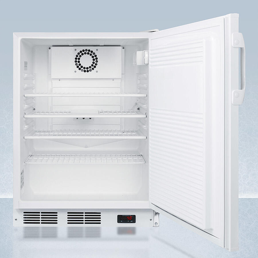 Summit FF7LWBIPLUS2ADA 24" Wide Built-In Ada Compliant All-Refrigerator In White, Auto Defrost With A Lock, Nist Calibrated Thermometer, Digital Thermostat, And Internal Fan