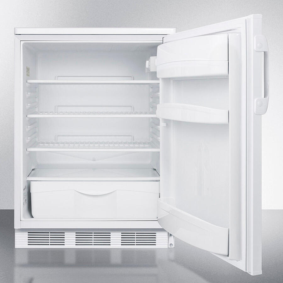 Summit FF6LWBI7 Commercially Listed Built-In Undercounter All-Refrigerator For General Purpose Use, With Front Lock, Automatic Defrost Operation And White Exterior