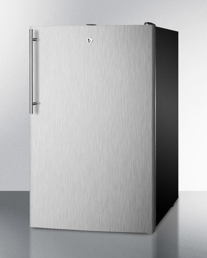 Summit FS408BLSSHVADA Ada Compliant 20" Wide All-Freezer, -20 C Capable With A Lock, Stainless Steel Door, Thin Handle And Black Cabinet