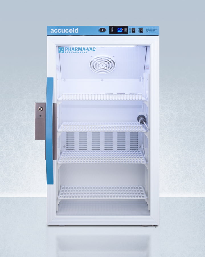 Summit ARG3PV Performance Series Pharma-Vac 3 Cu.Ft. Counter Height Glass Door Commercial All-Refrigerator For The Display And Refrigeration Of Vaccines